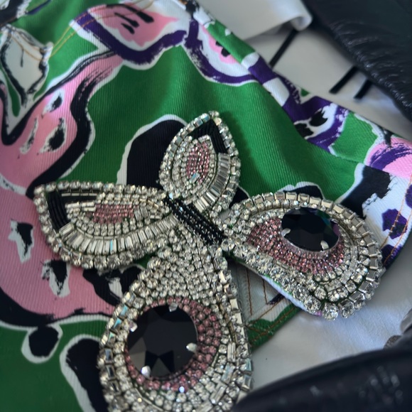 SOLD: AREA BUTTERFLY PRINTED DENIM MINI SKIRT - Picture 2 of 3